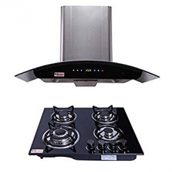 Seavy Auto Clean Kitchen Chimney Combo with Auto Ignition Hob, 90cm 1100M3/hr Suction Chimney 