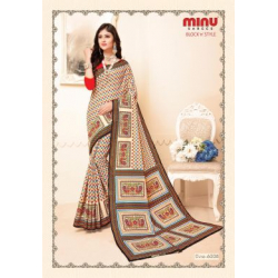 Minu Blue Cotton Festive Wear Sarees