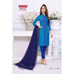 Minu Blue Cotton Handloom New 3D Pattern Look Salwarsuit