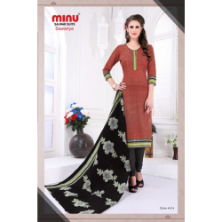 Minu Brown Printed Cotton Salwarsuit