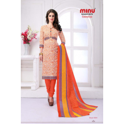 Minu Orange Printed Cotton Salwarsuit