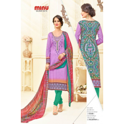 Minu Pink Cotton Party Wear Salwarsuit