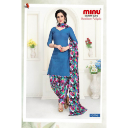 Minu Blue Handloom Cotton Patyala Salwarsuit