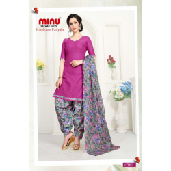 Minu Pink Handloom Cotton Patyala Salwarsuit