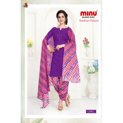 Minu Purple Handloom Cotton Patyala Salwarsuit