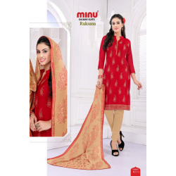 Minu Red Embroidered Cotton Salwarsuit