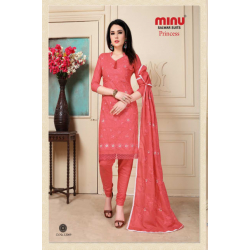 Minu Salmon Embroidered Cotton Salwarsuit