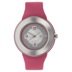 Silver Dial Pink Fabric Strap Watch
