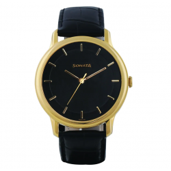 Sleek Black Dial Leather Strap