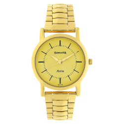 Champagne Dial Golden Stainless Steel Strap Watch