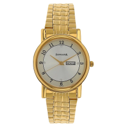 Silver Dial Golden Stainless Steel Strap Watch