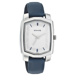 Silver Dial Leather Strap Watch