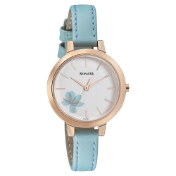 Blush It Up with White Dial Leather Strap Watch