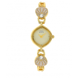 Raga Off White Dial Golden Metal Strap Watch NK2497YM03