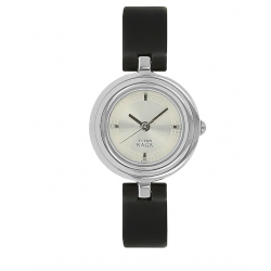 Raga Silver Dial Leather Strap Watch NL2498SL01