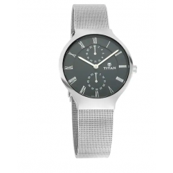 Workwear Watch with Black Dial & Metal Strap 95068SM01