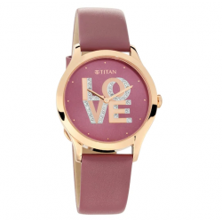 Self Expression in Purple Dial Leather Strap Watch