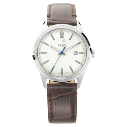 Silver Dial Leather Strap Watch
