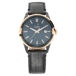 Black Dial Leather Strap Watch
