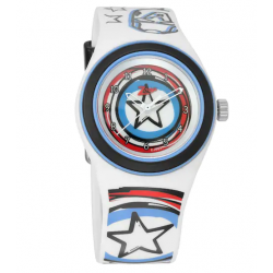 Captain America White & Blue Dial Analog Watch with Plastic Strap C4048PP28