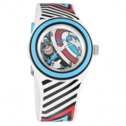 Captain America White Dial Analog Watch with Striped Plastic Strap C4048PP29