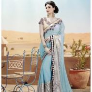 Sky blue colour saree 	SKYMAW3E22