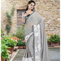 Grey colour sareeGREHTTK175