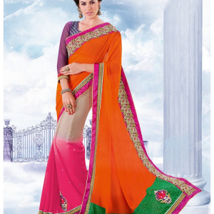 Orange  colour saree 	ORAL1PF220