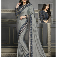 Grey colour sareeGREYIVS762