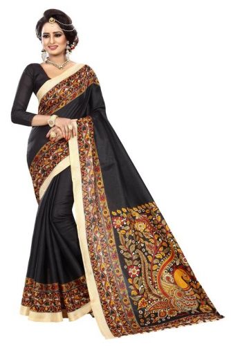 Elegant Cotton Sarees Vol-2 kk black (Code: SJDG)ELE7VSMI25