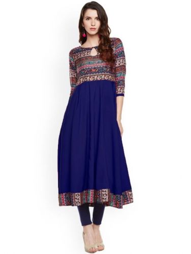 Stylish Crepe Kurti navy anarkali kurti (Code: 162Q)STYA5PDE42