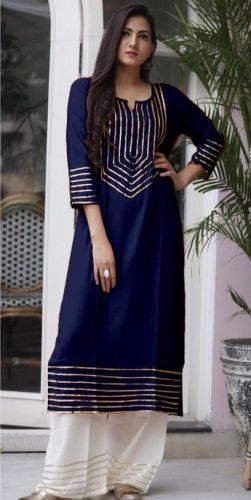 Striking Rayon Kurti and Plazzo Set SKU-Dhadak-2 Blue (Code: 1A6M)Striking Rayon Kurti and Plazzo Set SKU-Dhadak-2 Blue (Code: 1A6M) 	STROVC1L59