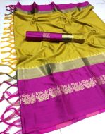 Original Soft Cotton Silk Saree (Code: 1AVT)ORIJJQ0436