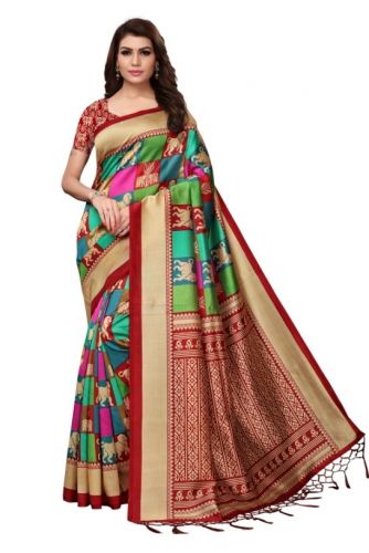 Kalamkari Silk Saree SKU-S182201 (3) (Code: 1KLP)KALZNCJM76